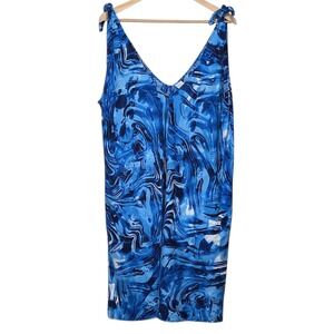 Peyton & Parker Blue Linen Swim Cover Up Relaxed Resort Beach Vacation Women XXL